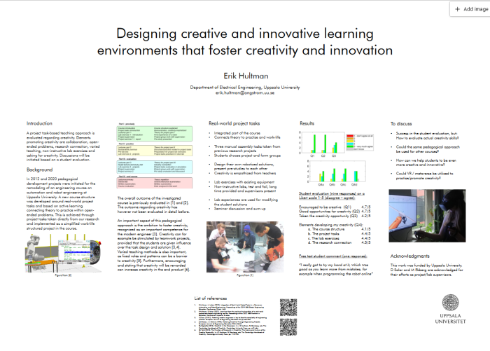 Evaluating the ambition to foster creativity through project task-based teaching